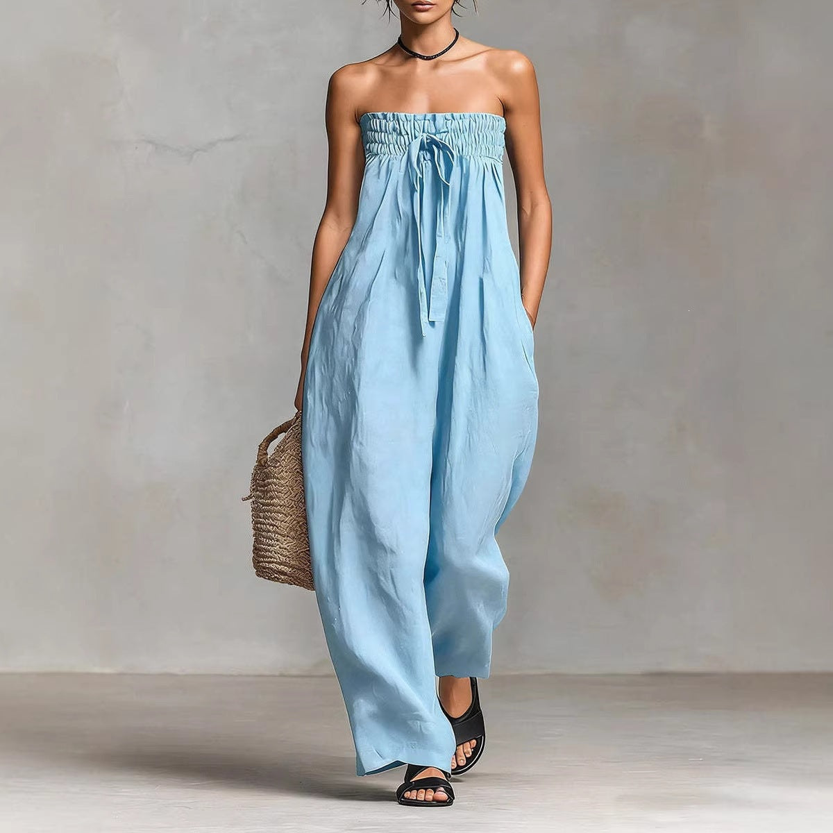 Cool Women's Spring Tube Smocking Strapless Tops