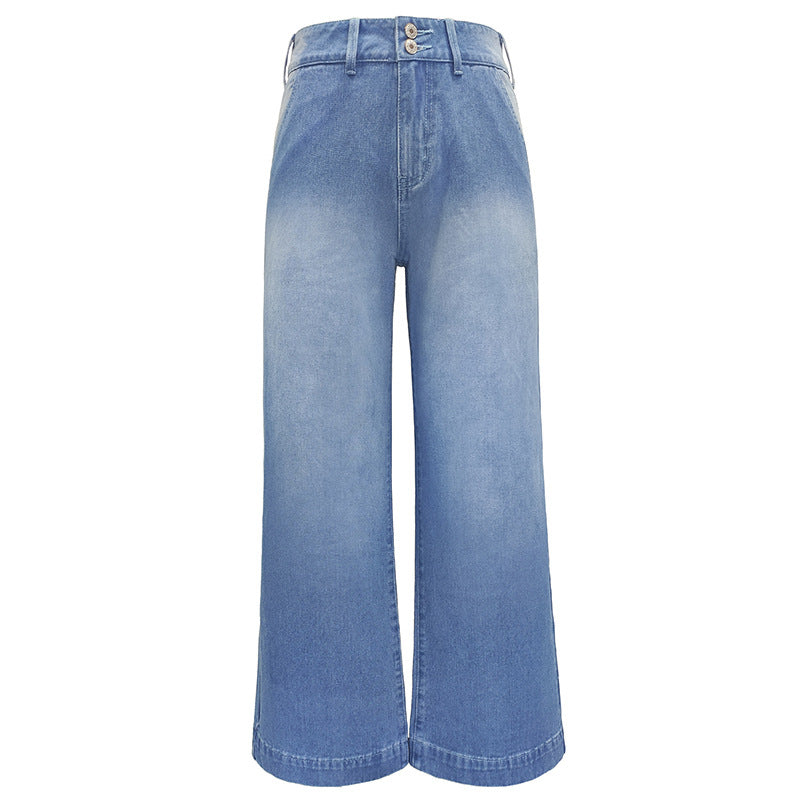 Women's Autumn Street Style Wide Leg Trousers High Jeans