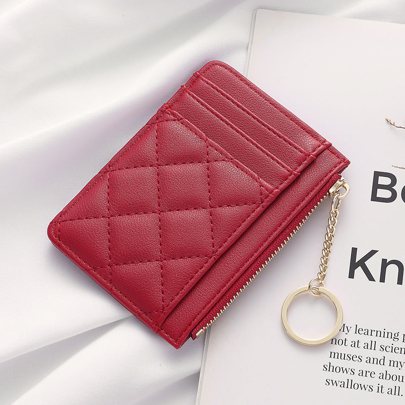 Korean Simple Rhombus Creative Chain Zipper Portable Multiple Ladies Wallets