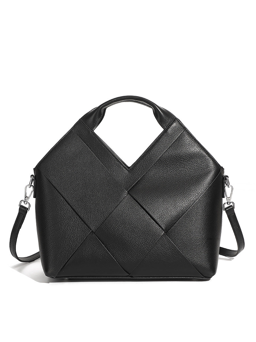 Women's Woven Inverted Triangle Design Fashion Soft Shoulder Bags