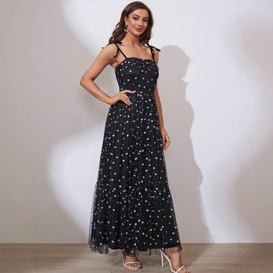 Women's Fashionable Elegant Mesh Hot Sier Strap Dresses
