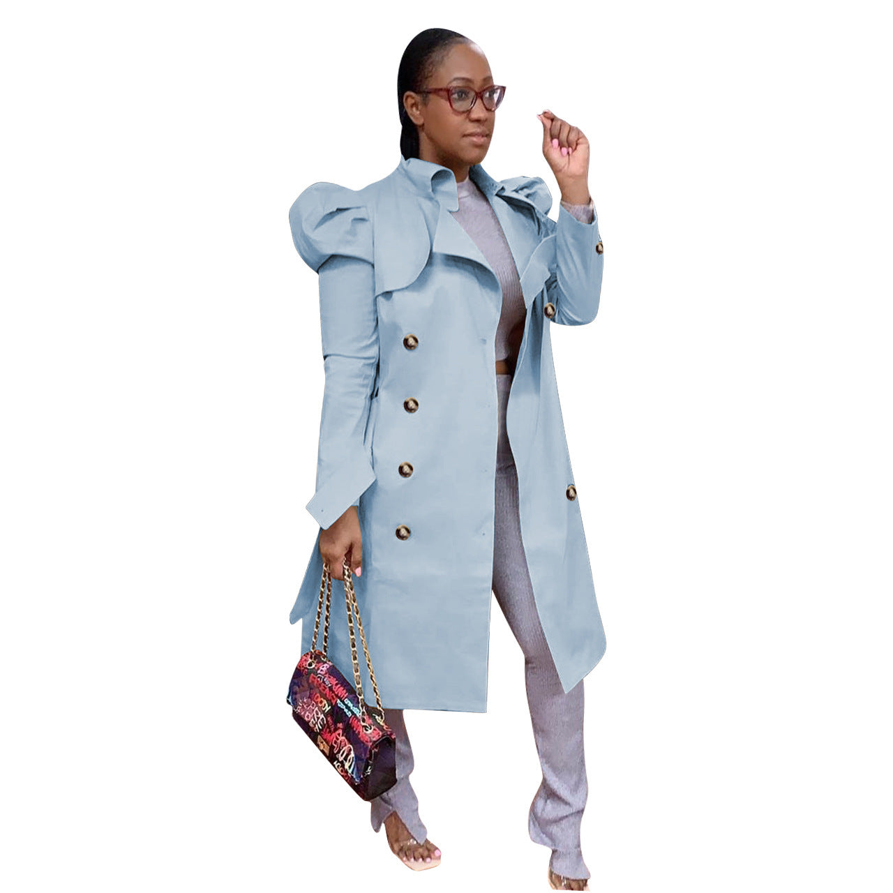 Women's Pure Color Casual Long Trench Wear Coats