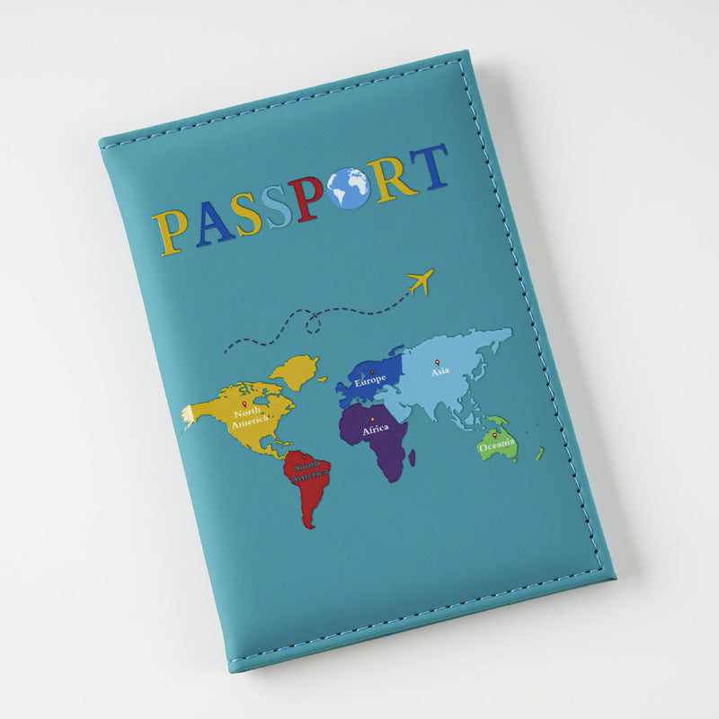 Color Map Passport Cover Storage Ticket Card Holder