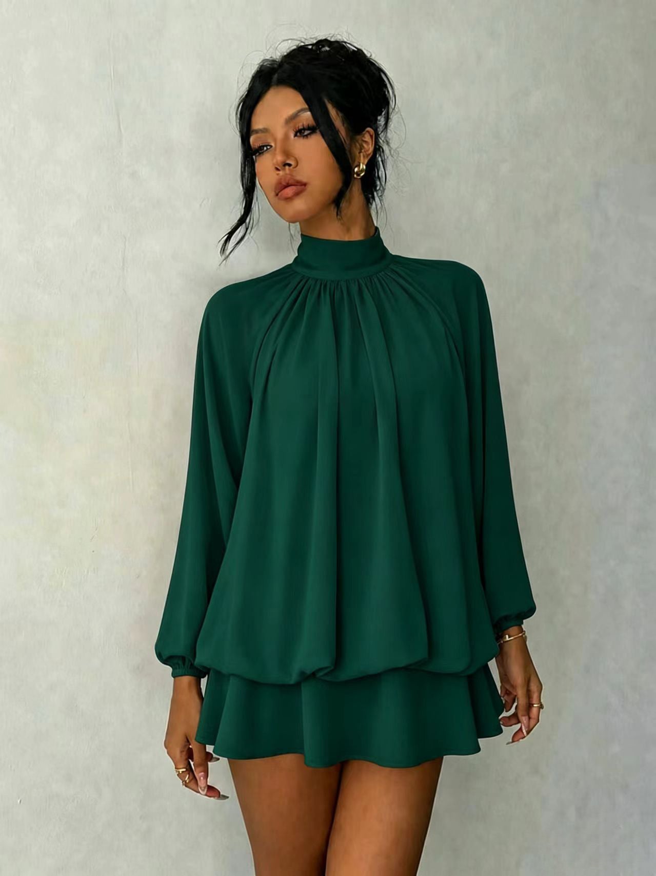 Women's Long-sleeved Versatile Fashion Slimming Solid Color Dress