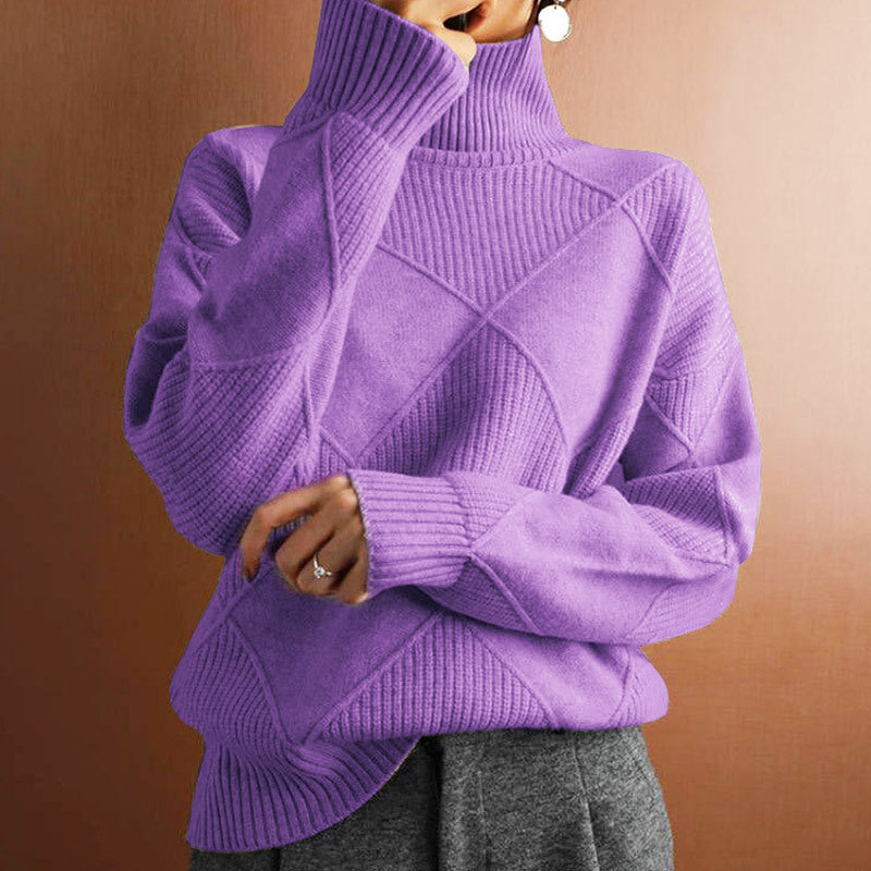 Loose High Collar Warm Solid Color Sweaters