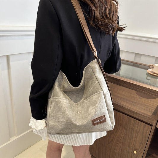 Women's Denim Solid Color Large Capacity Commuter Shoulder Bags