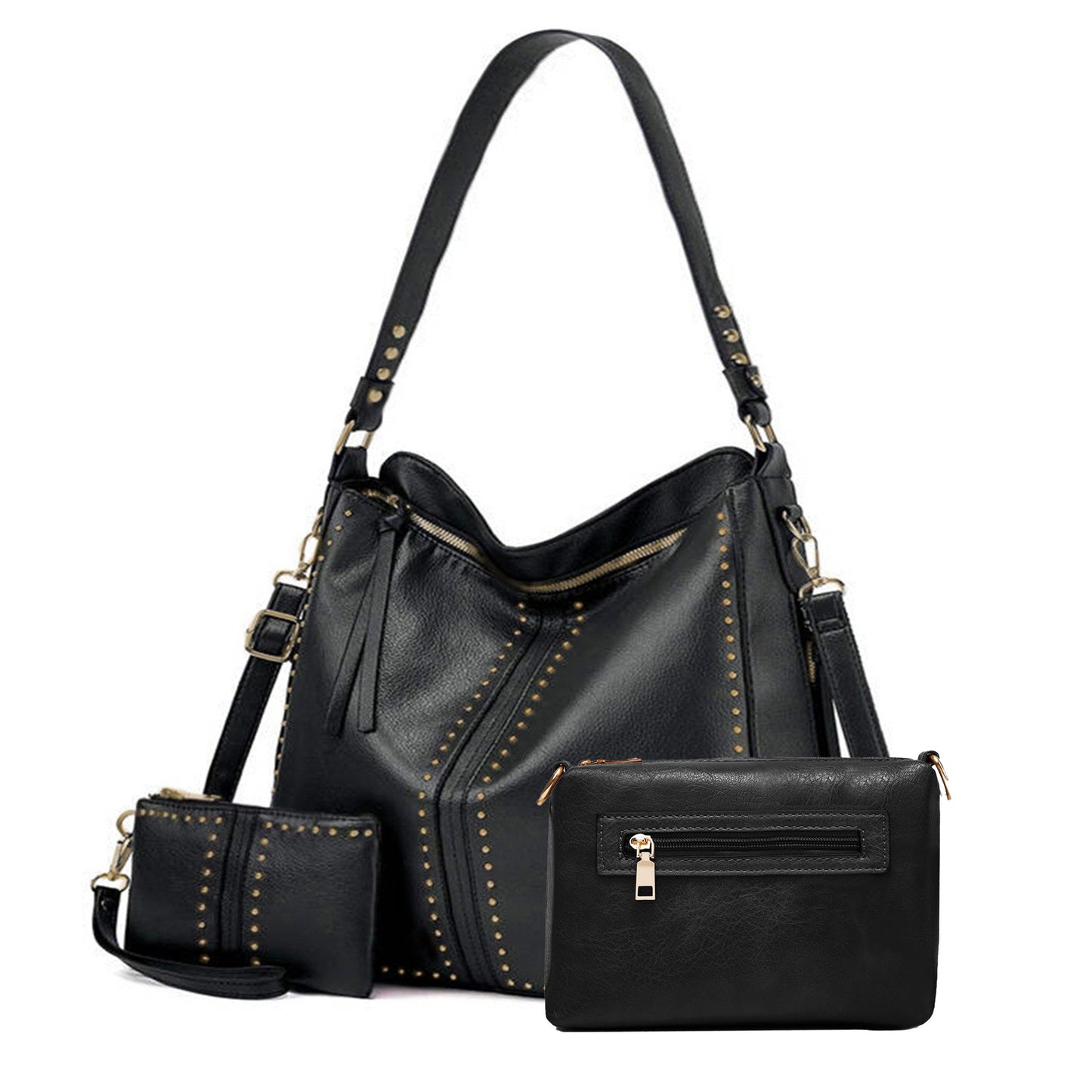 Women's Autumn Rivet Fashion One Combination Retro Tote Bags
