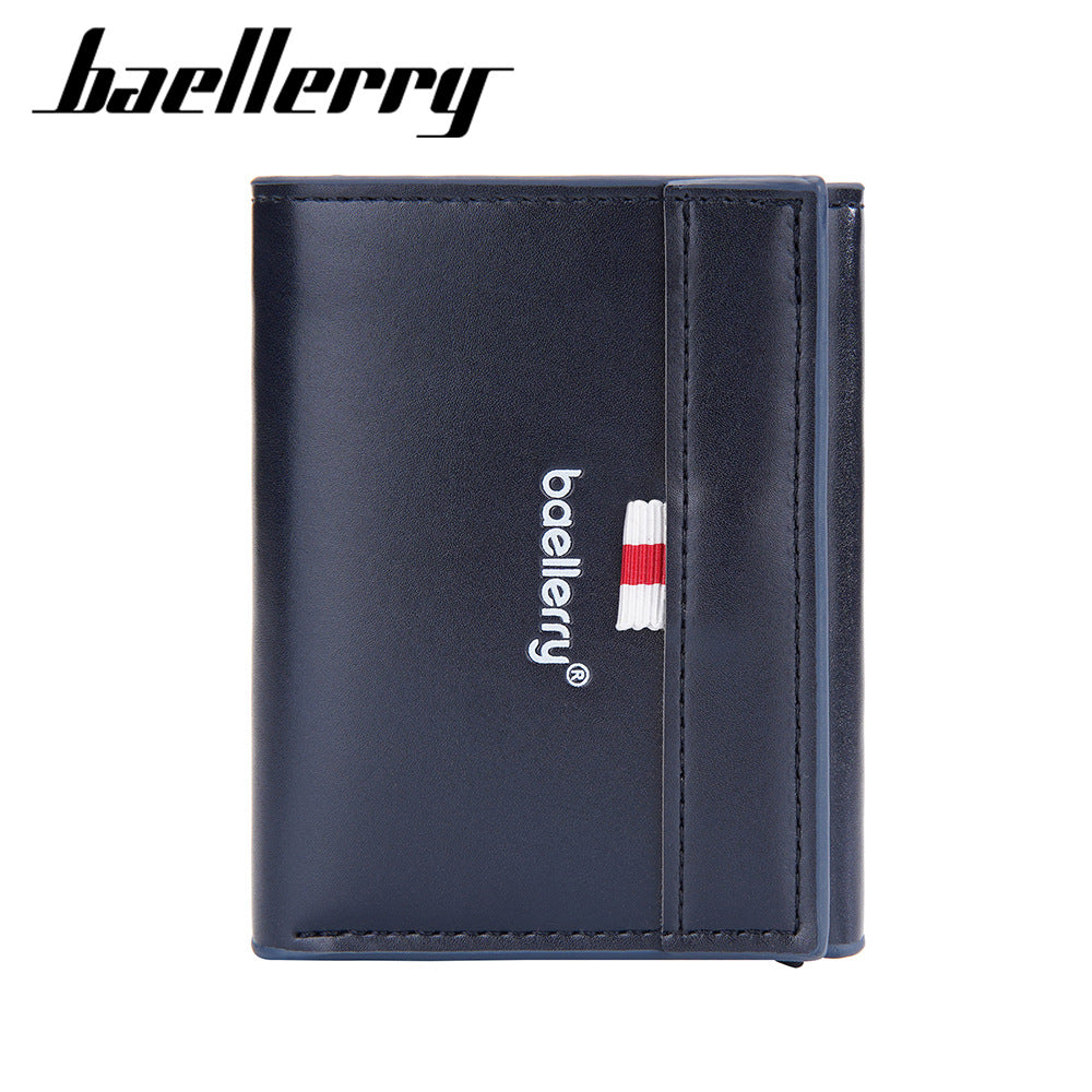 Men's Three Fold Multiple Slots Bottom Automatic Card Holder