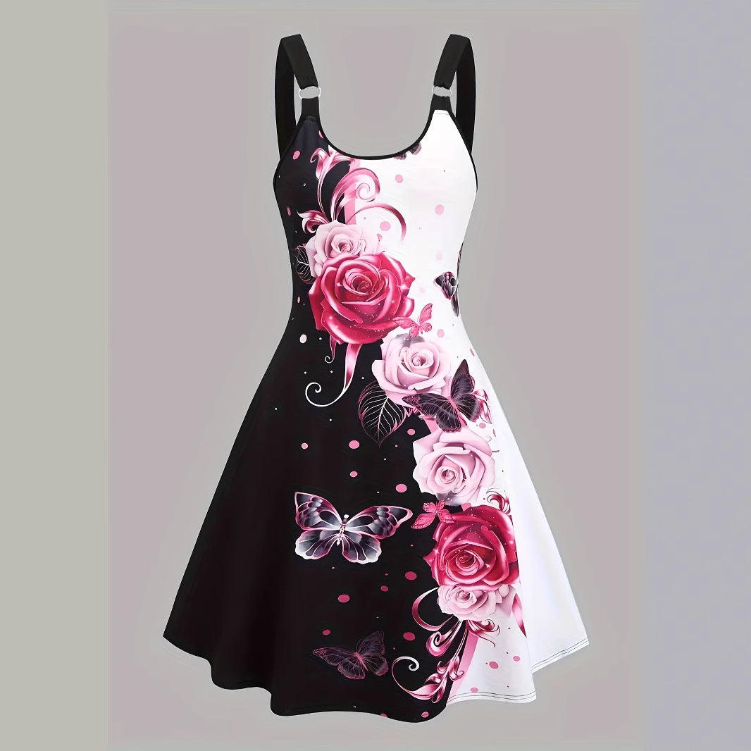 Women's Fashion Wear Summer Sexy Three-dimensional Butterfly Printing Dress