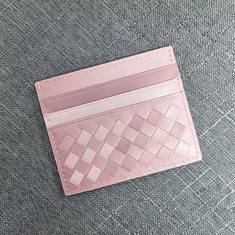 Women's & Men's & Name Sheepskin Woven Lightweight Clamp Card Holder