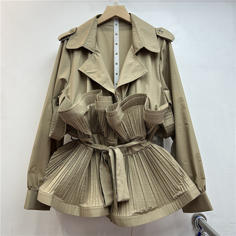 Women's Lapel Long Sleeve Irregular Ruffled Sense Blouses