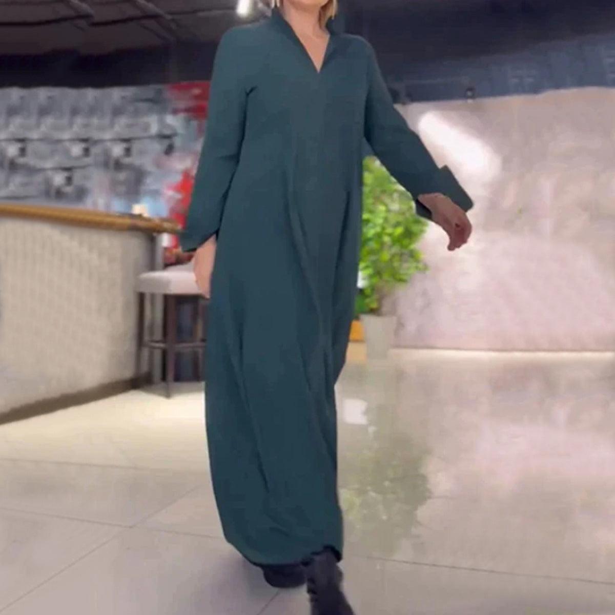 Women's Casual Loose Solid Color Pullover Long Dress
