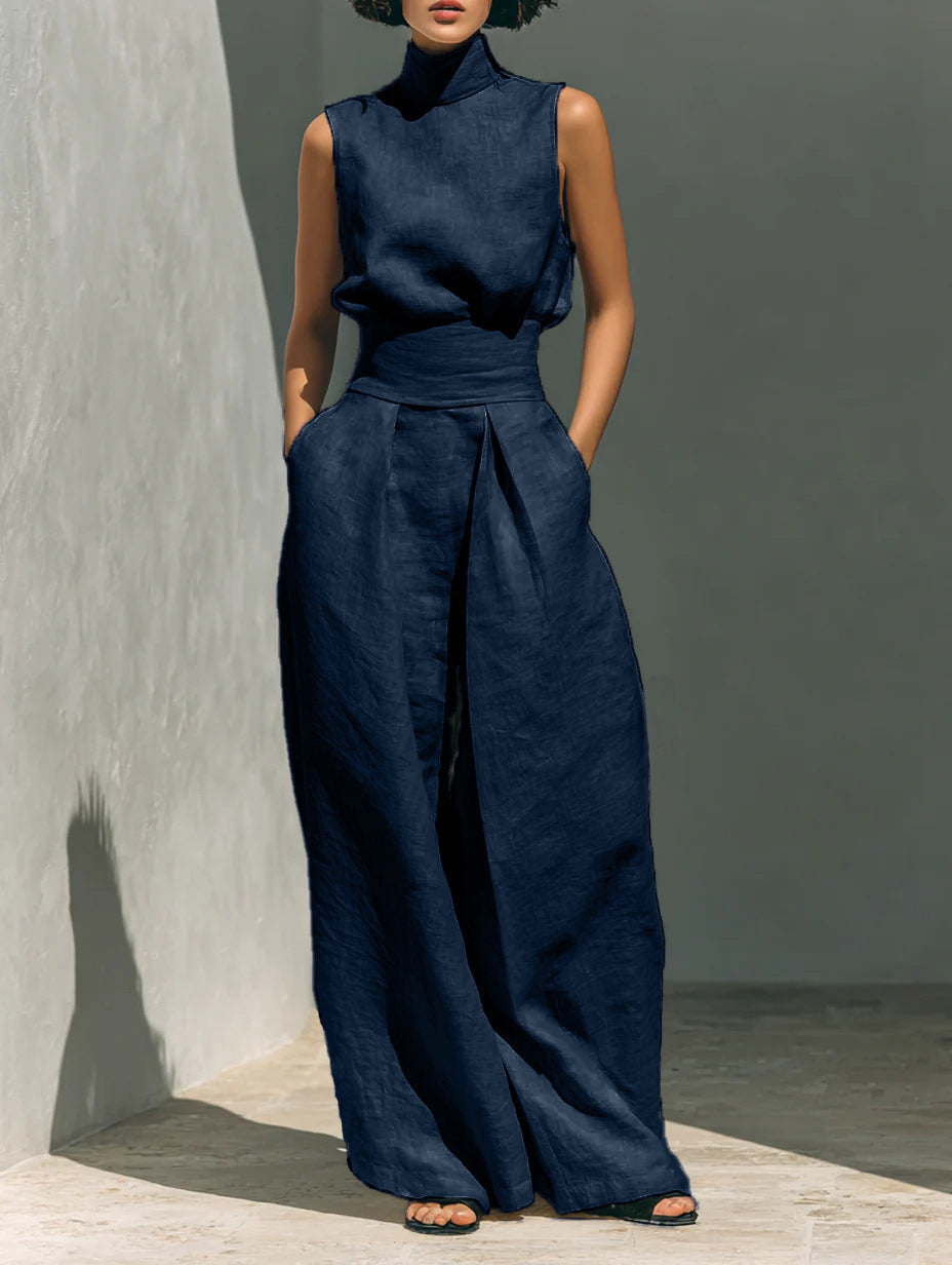 Women's Cotton Linen Sleeveless Trousers For Fashion Casual Suit