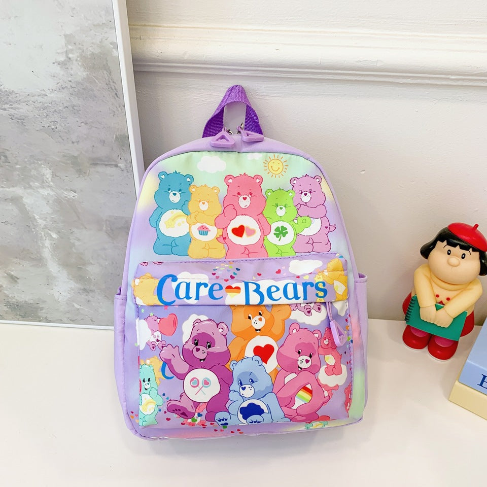 Cartoon Rainbow Bear Boys Double Back Kindergarten School Bags