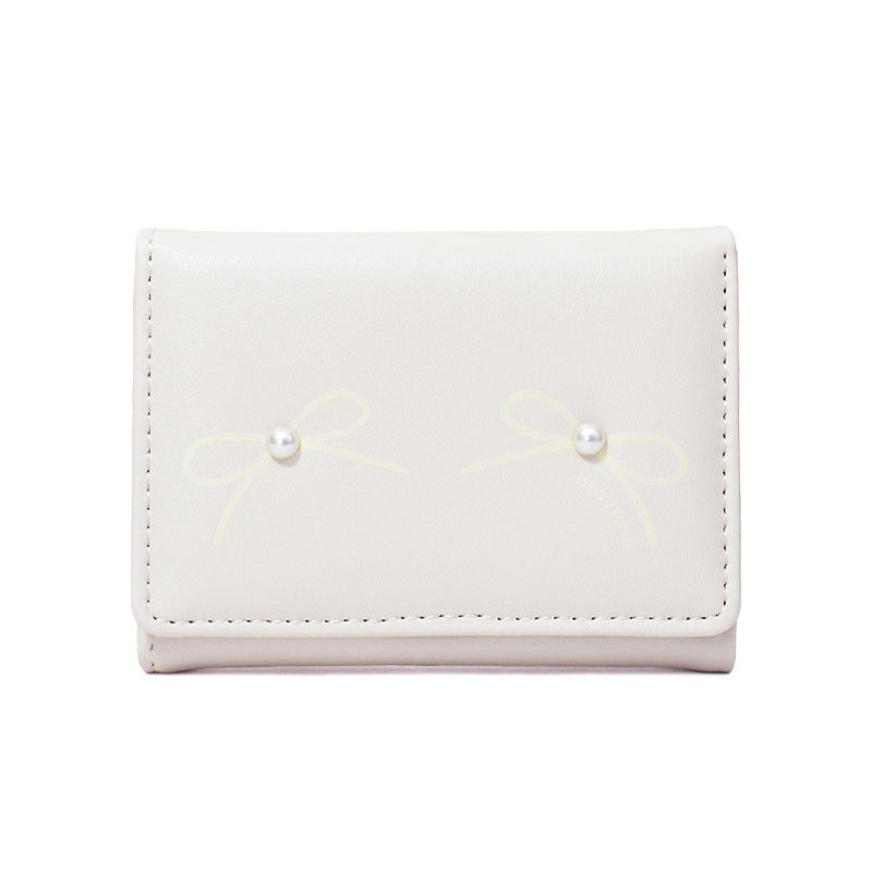 Women's Summer Bow Outing Cute Pearl Ladies Wallets