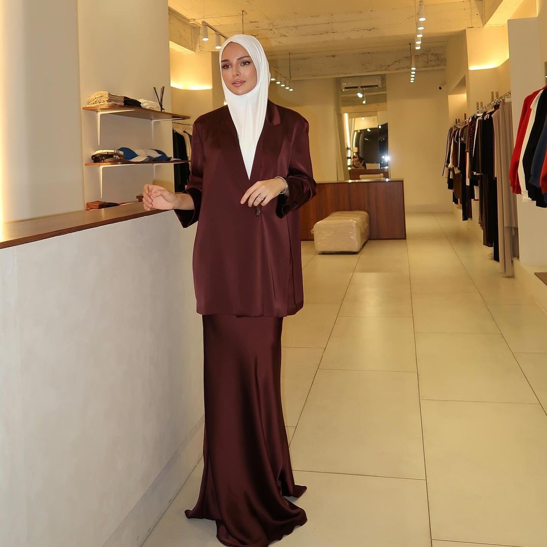 Attractive Arab Muslim Satin Shirt Spring Suits