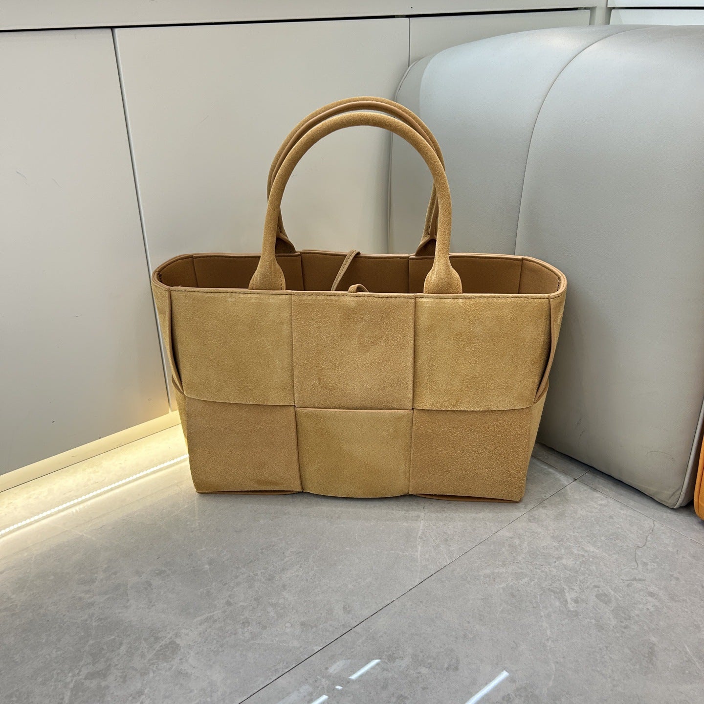 Women's Cowhide Korean Weaving Portable Shopping Tote Bags