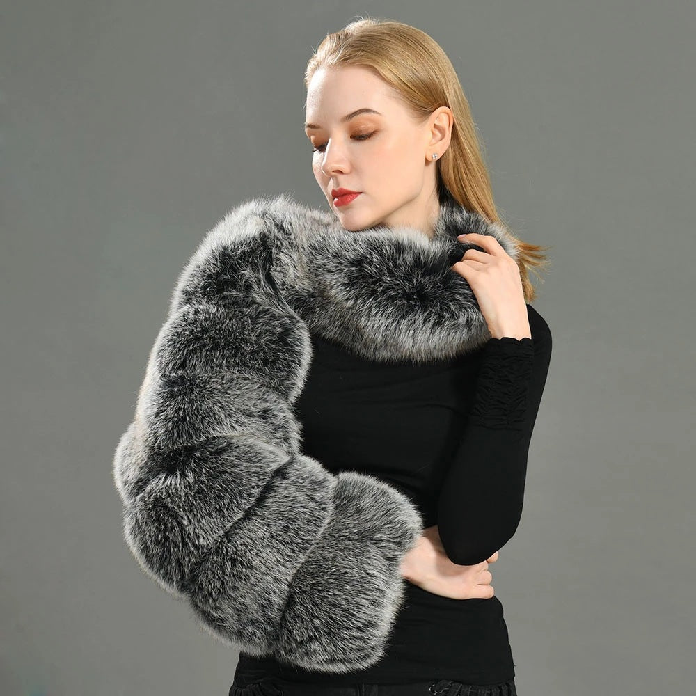 Women's Fur Fox Shawl Imitation Long Sleeve Coats