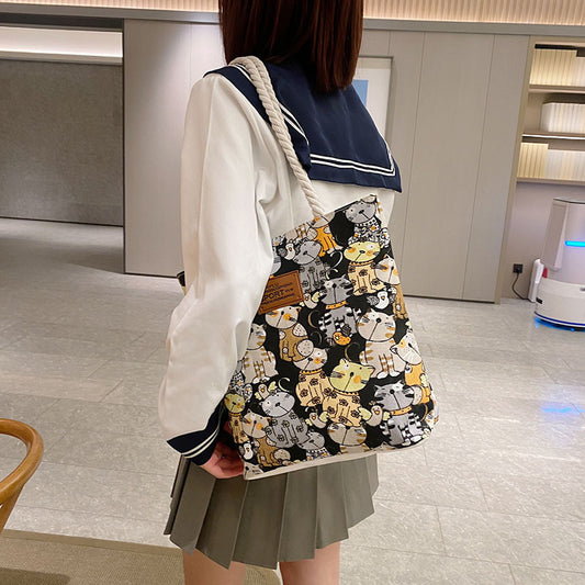 Women's Simple Canvas For Lunch Box Commuter Shoulder Bags
