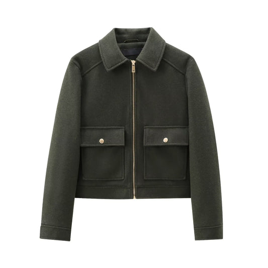Women's Autumn Zipper Ornament Lapel Long-sleeved Baseball Jackets