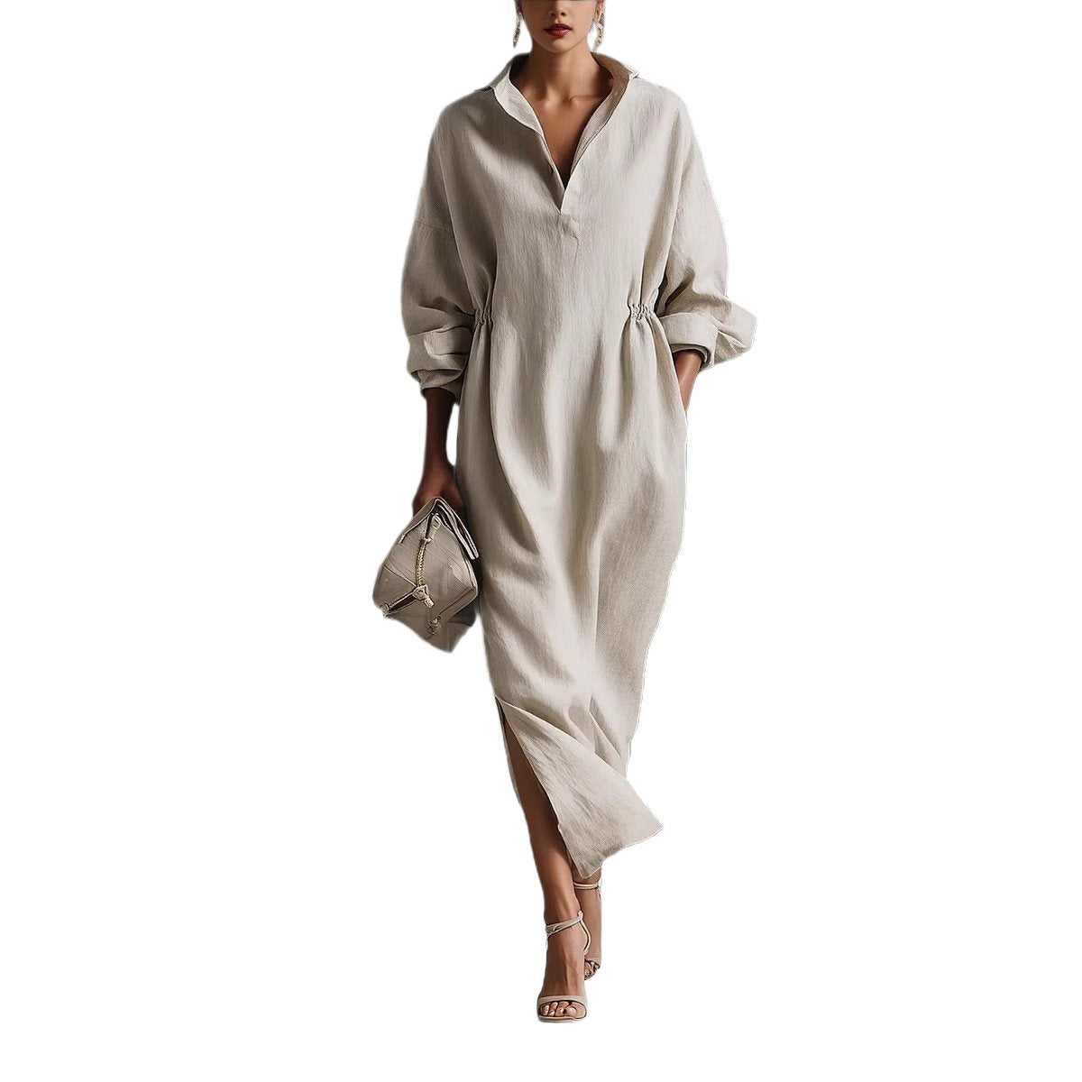 Women's Sleeve Lapel Casual Fashion French Style Elegant Dress