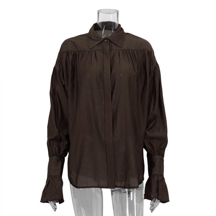 Women's Autumn Fashion Loose Temperament Polo Collar Blouses