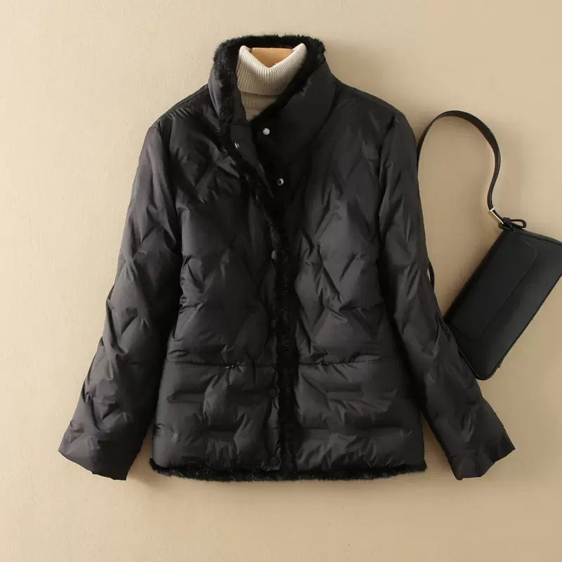 Women's Mink Fur Down Stand Collar Lightweight Jackets