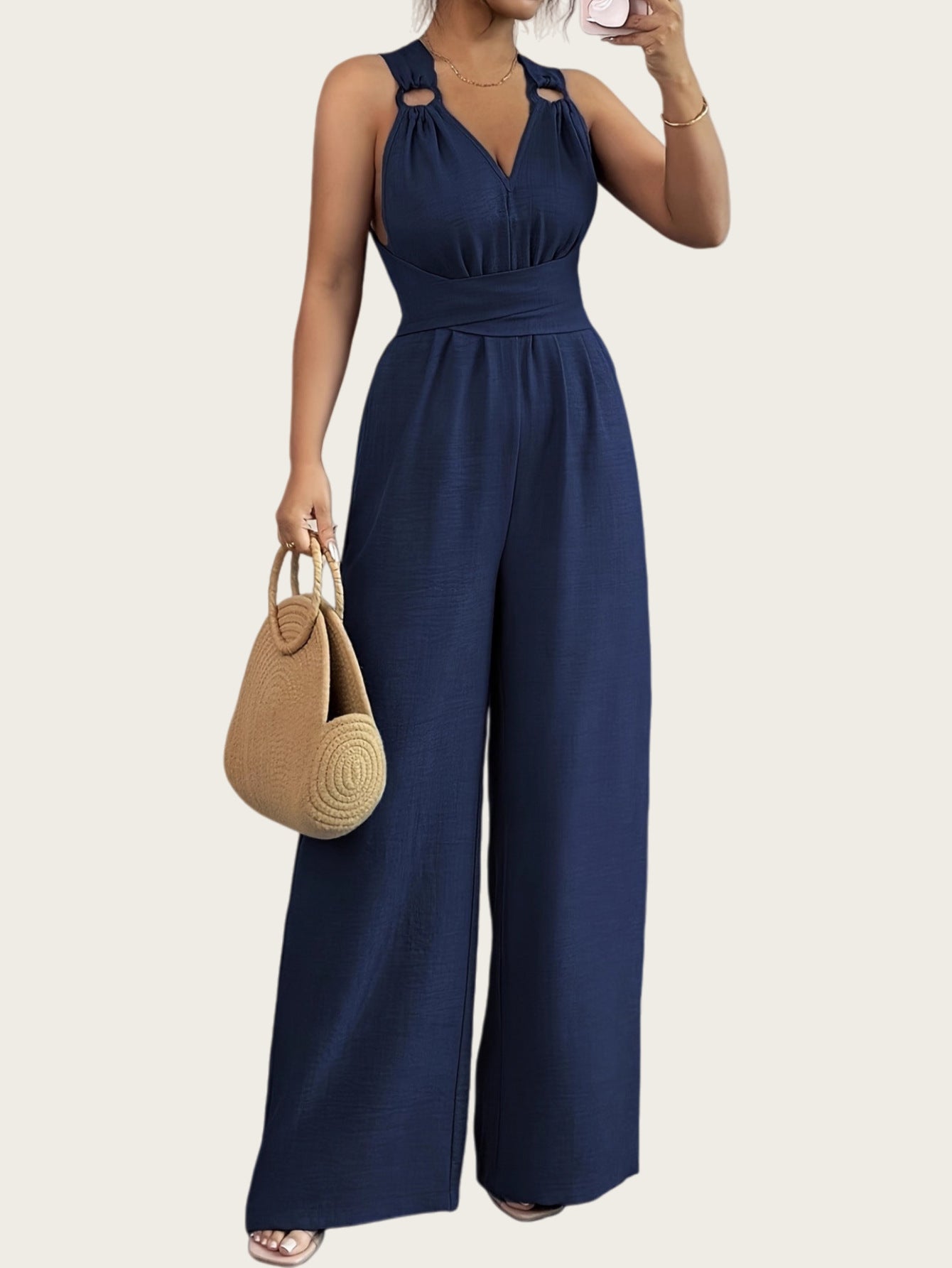 Women's Fashion Sexy Backless Cross Belt Wide Women's Jumpsuit/clothing