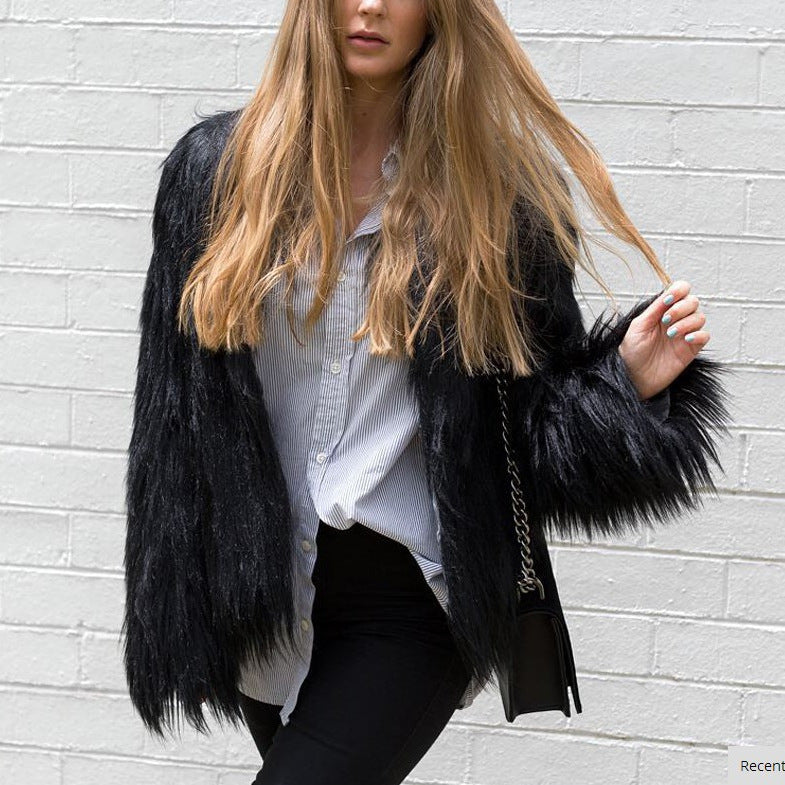 Women's Versatile Faux Fur Warm Long Coats