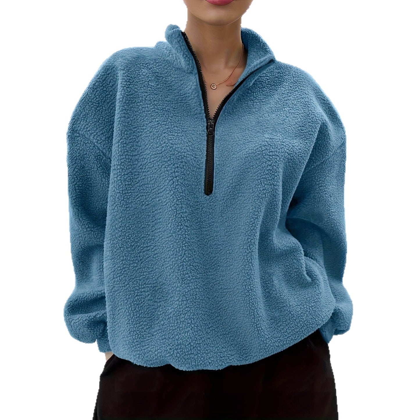 Winter Long Sleeve Casual Simple Solid Color Women's Sweater, Sweater