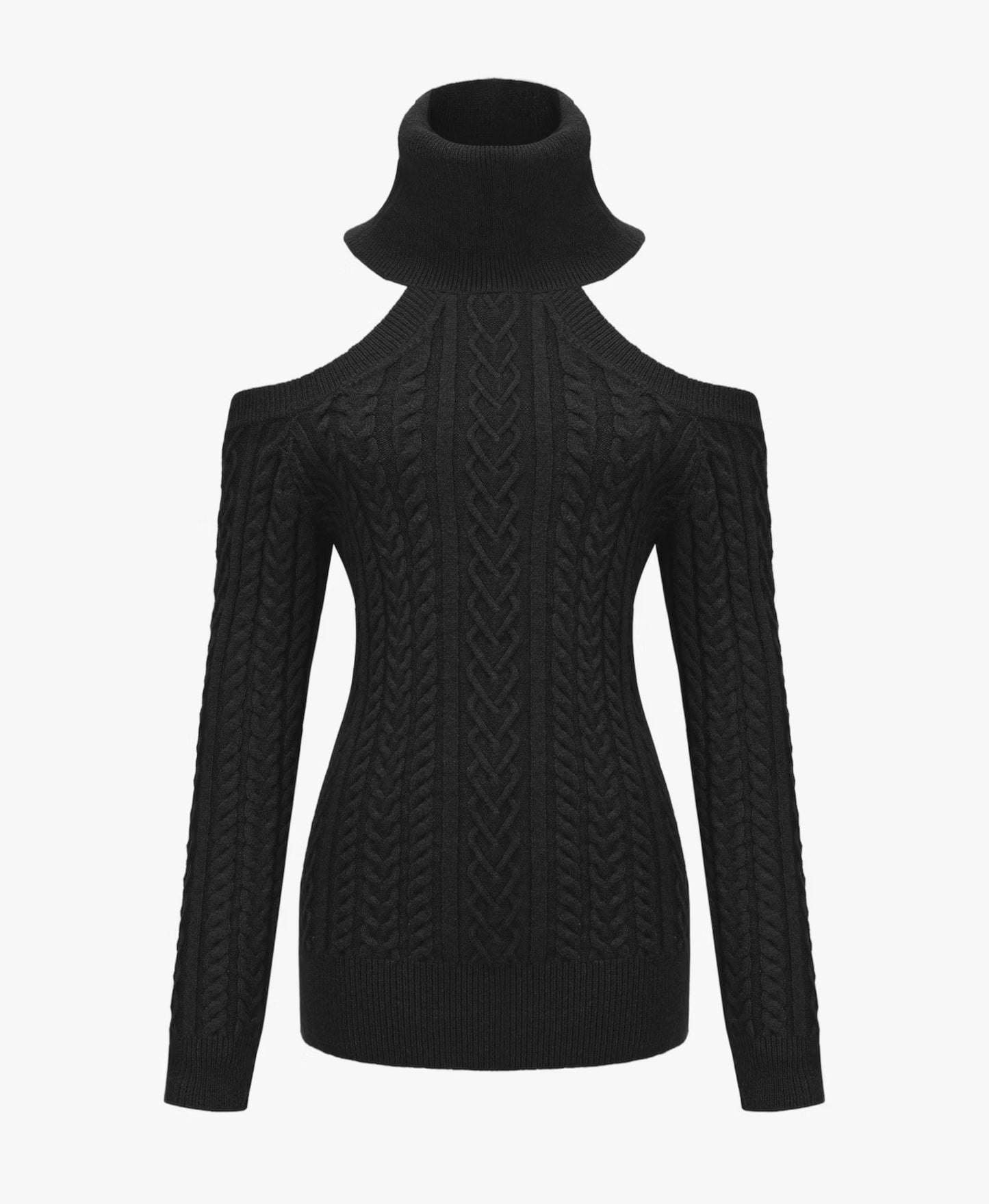 Women's Knit Turtleneck Dress Long Sleeve Strapless Sexy Hot Slimming Knitwear