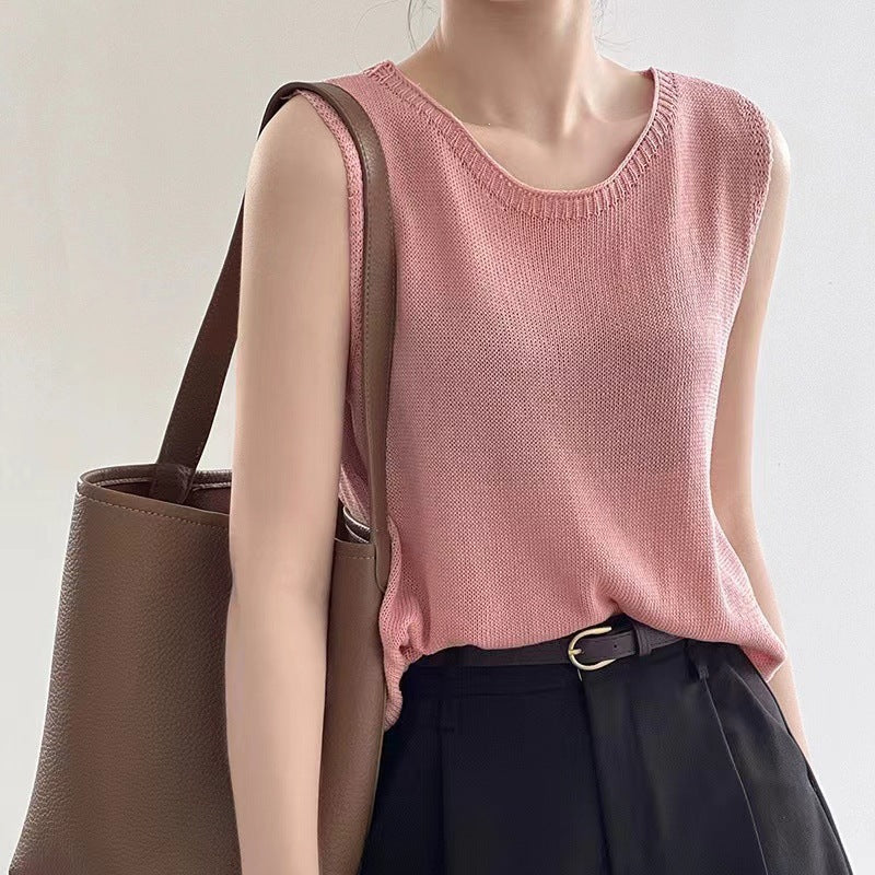 Women's Casual Loose Slimming Sleeveless Outerwear Solid Women's Vest