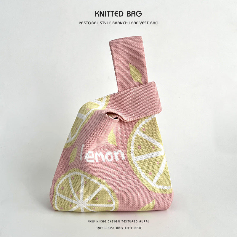 Summer Dopamine Fruit Female Knitted Hand Handbags