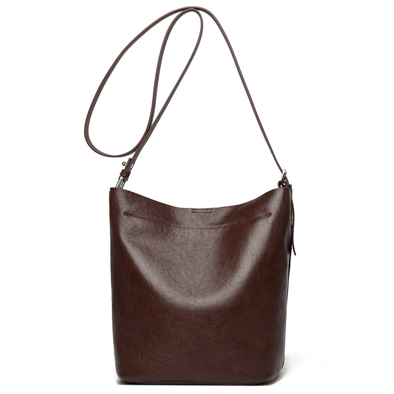Women's Vegetable Tanned Leather Cowhide Genuine High-grade Bucket Bags