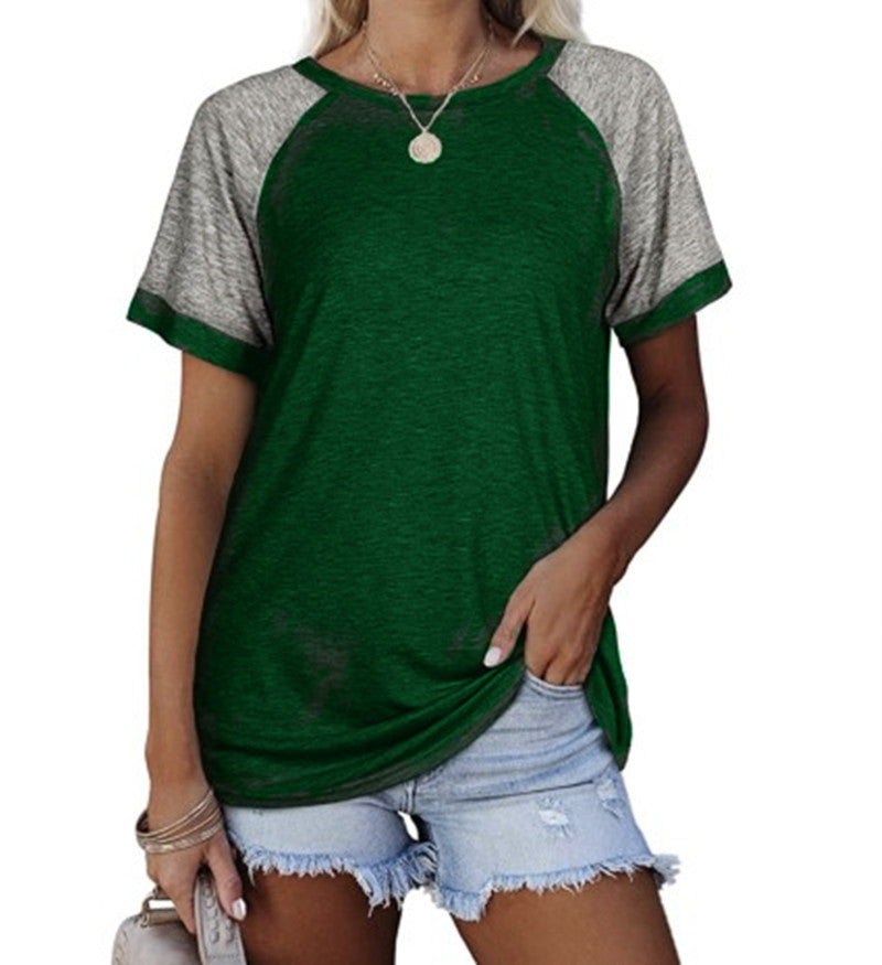 Charming Women's Round Neck Multicolor Sleeve Tops