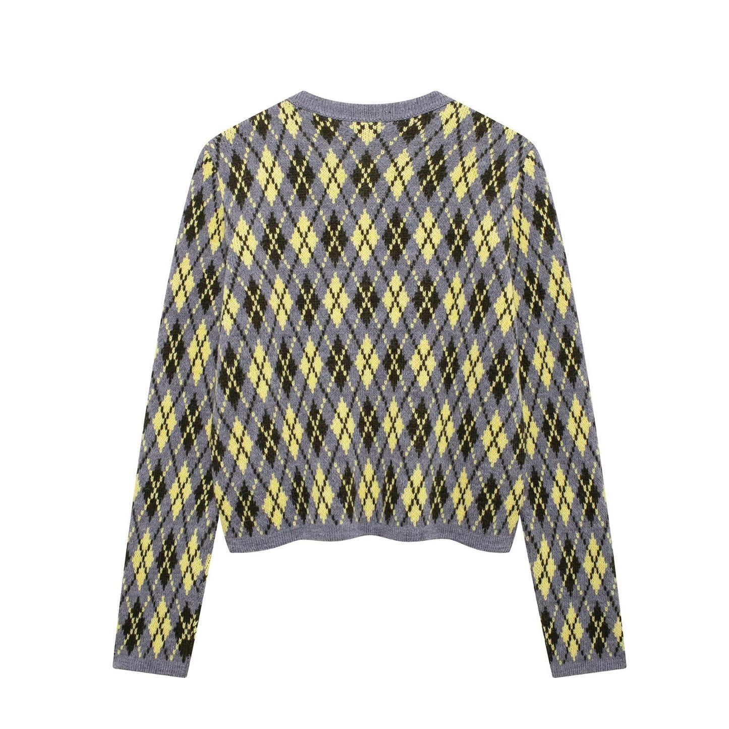 Women's Street Fashion Diamond Pattern Knitted Sweaters