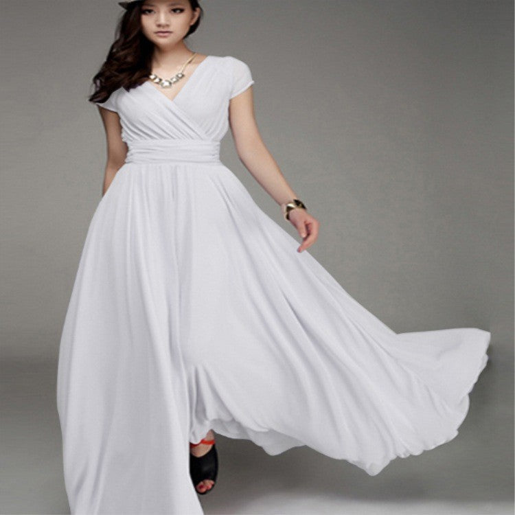 Sleeve Bohemian Chiffon Waist Dress Gown Dresses