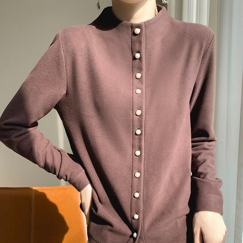 Women's Double-sided Warm Shirt Half Turtleneck Fashion Blouses