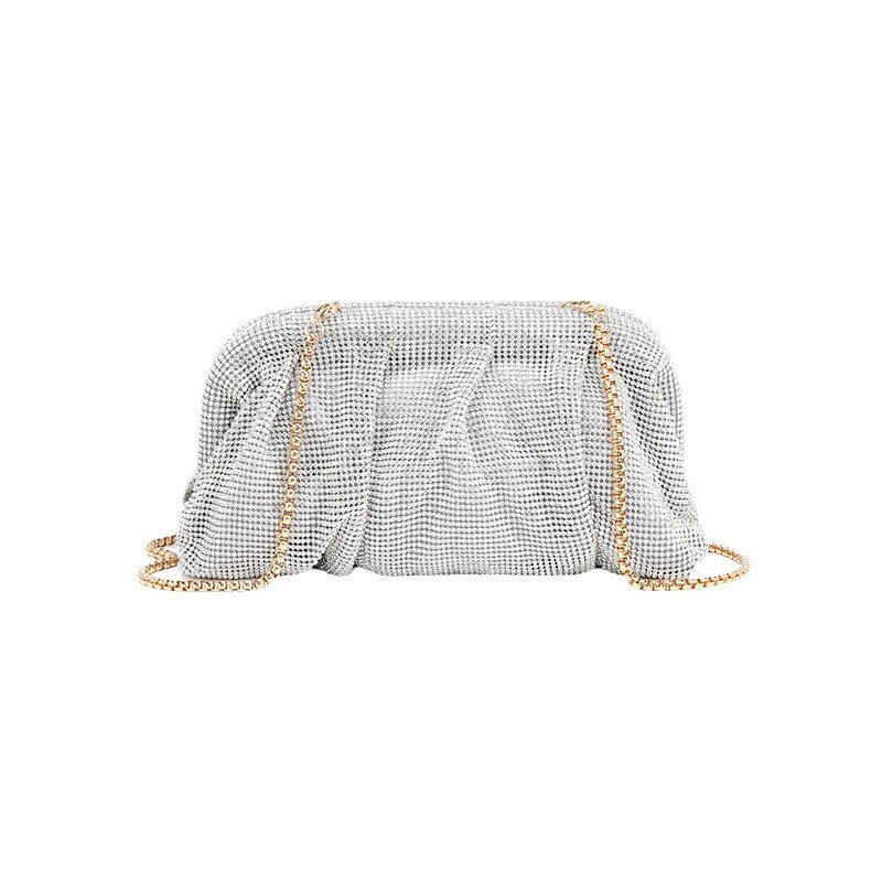 Women's Clouds Clip Pleated Clutch Diamond High-grade Evening Bags