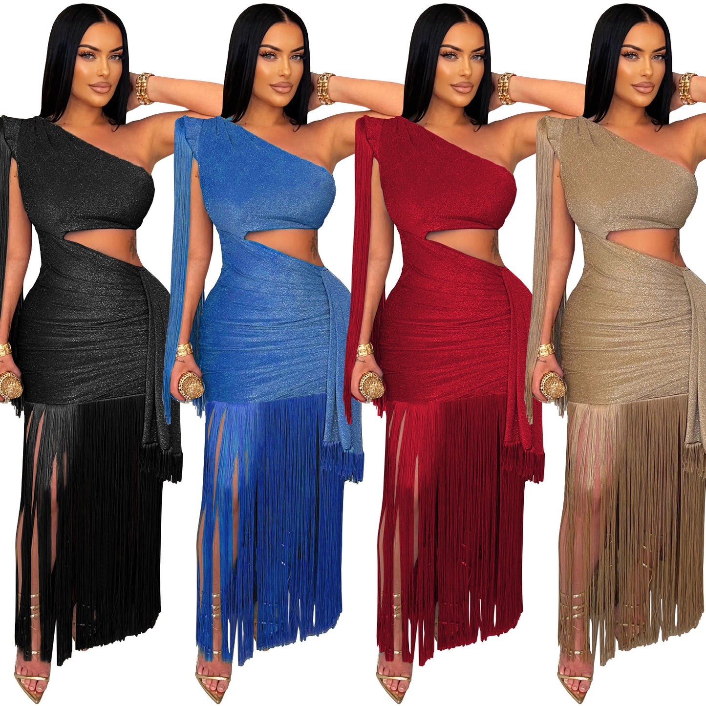 Women's Fashion Wear Sexy Casual Shoulder Tassel Dresses