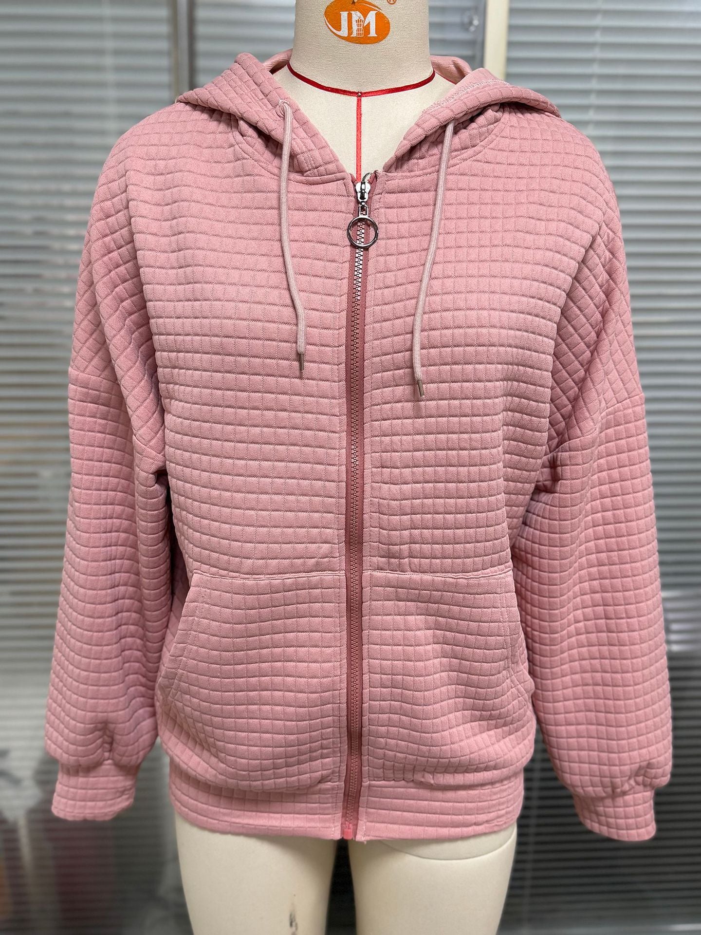 Women's Solid Color Zipper Hooded Pocket Sweatshirt Coats