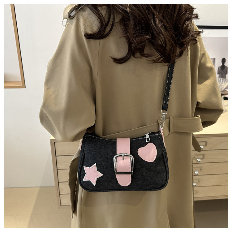 Five-pointed Star One Female Denim Autumn Shoulder Bags