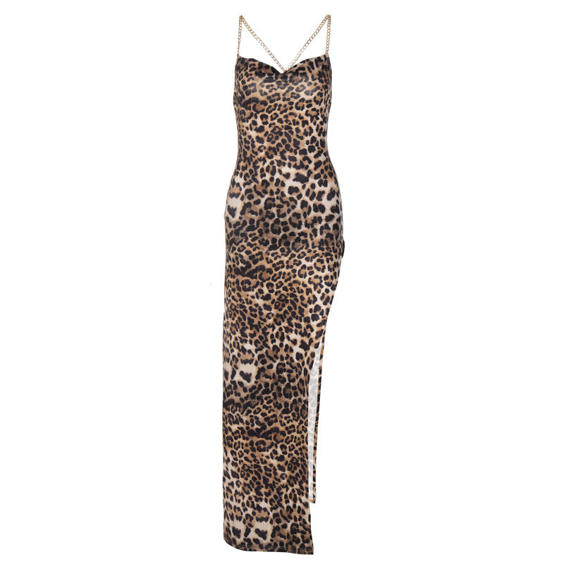 Women's Summer Printed Slim Fit Slit Midi Dress