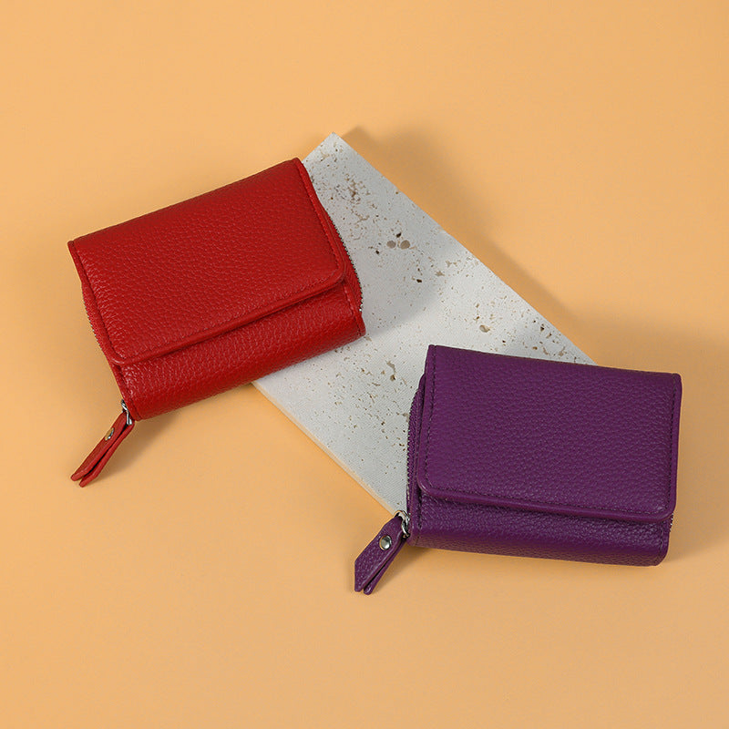 Women's Short Large Capacity Lychee Pattern Simple Ladies Wallets