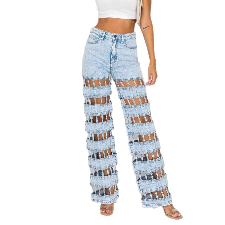 Women's Ripped Fashion Street High Waist Jeans