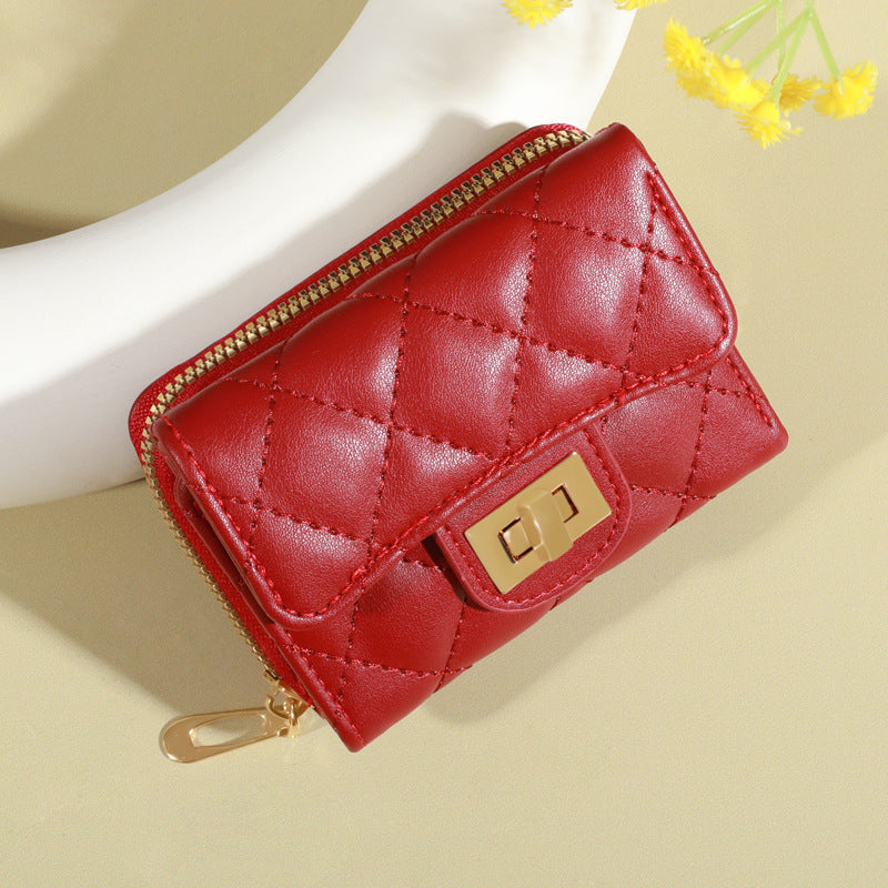 Women's Korean Rhombus Simple Multiple Slots Purses