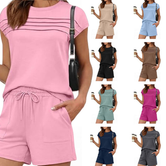 Women's Summer Stripes Solid Color For Fashion Casual Suit
