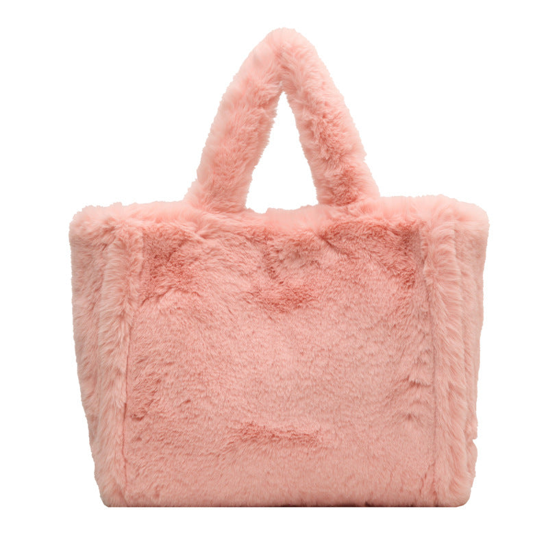 Style Fashionable Plush Large Capacity Furry Tote Bags