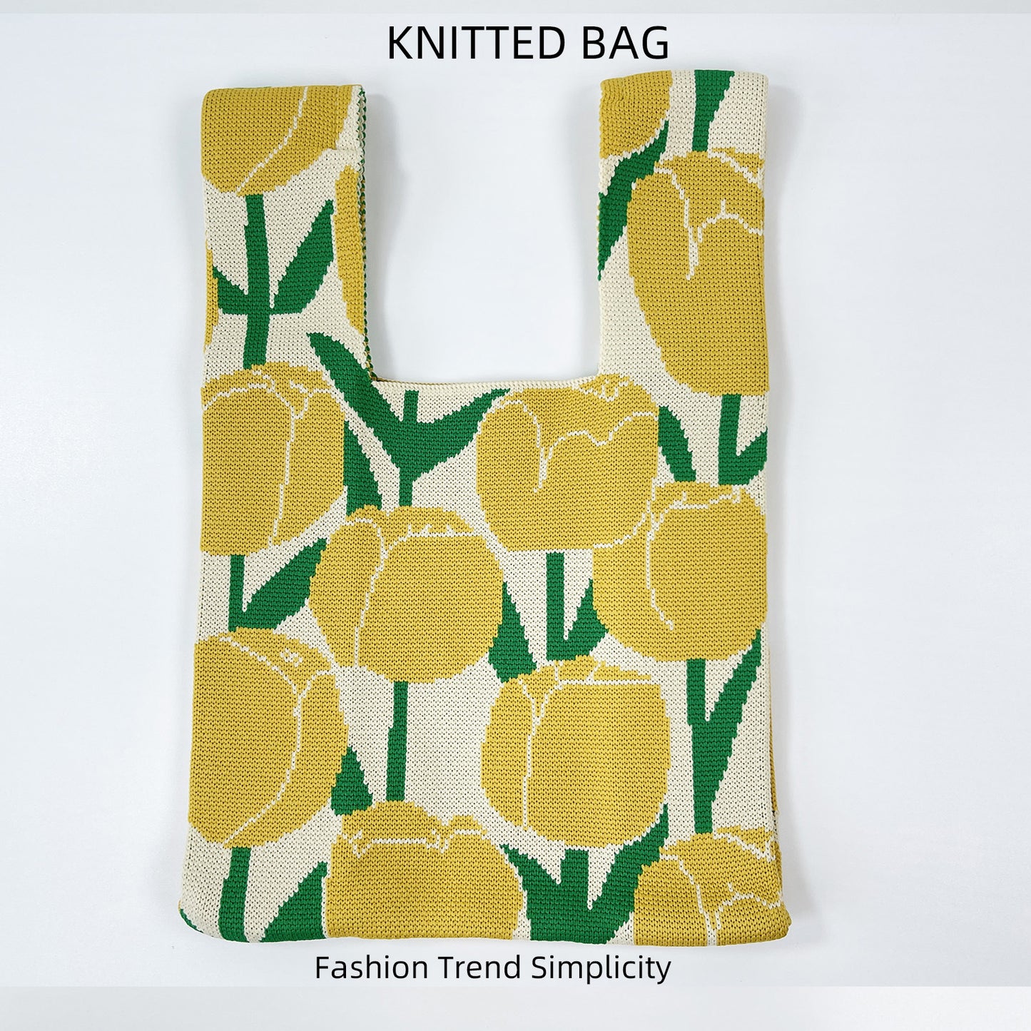 Women's Flower Knitted Large Capacity Totes Wrist Handbags