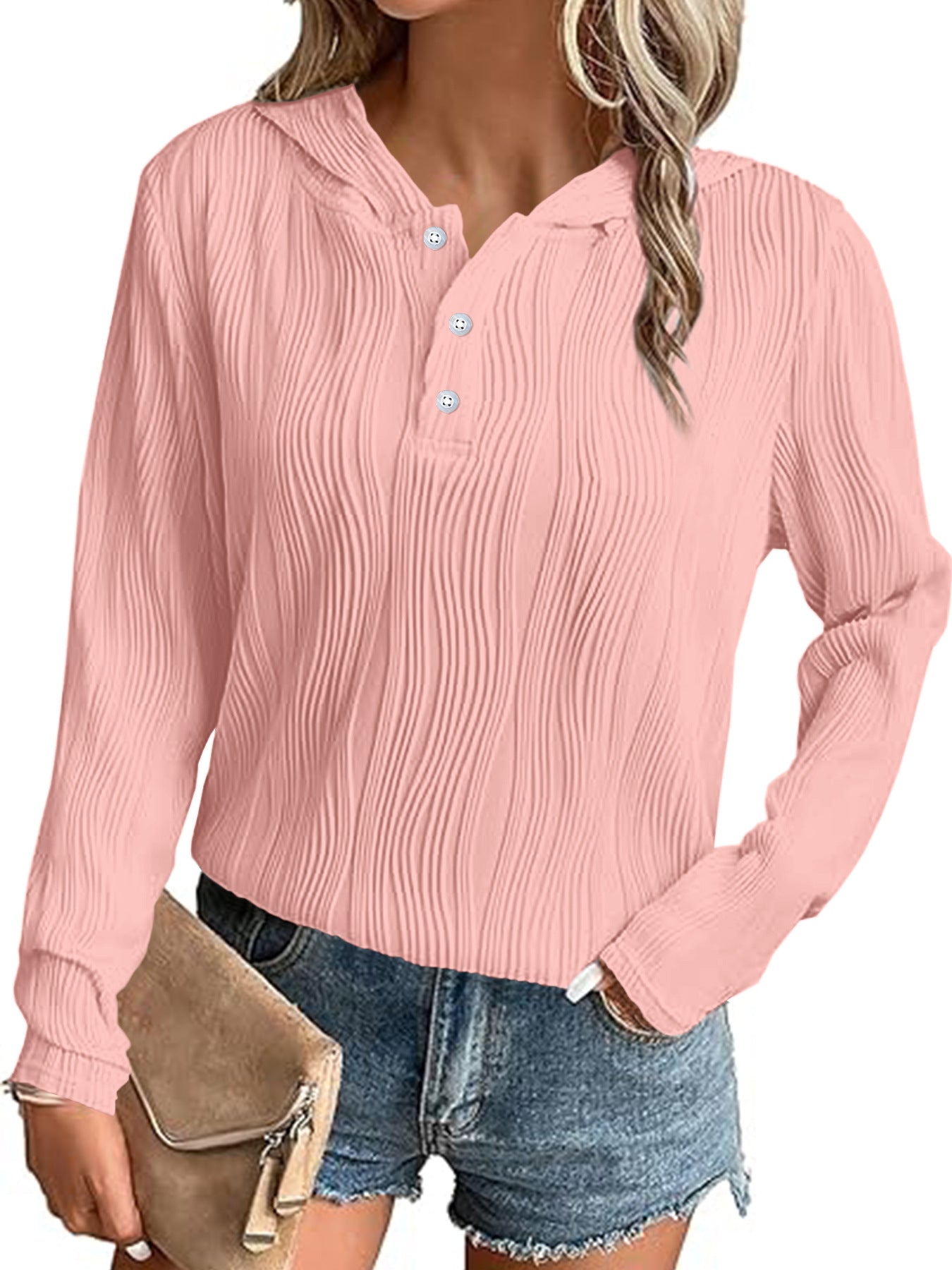 Women's Solid Color Hooded Casual For Women's Sweater, Sweater